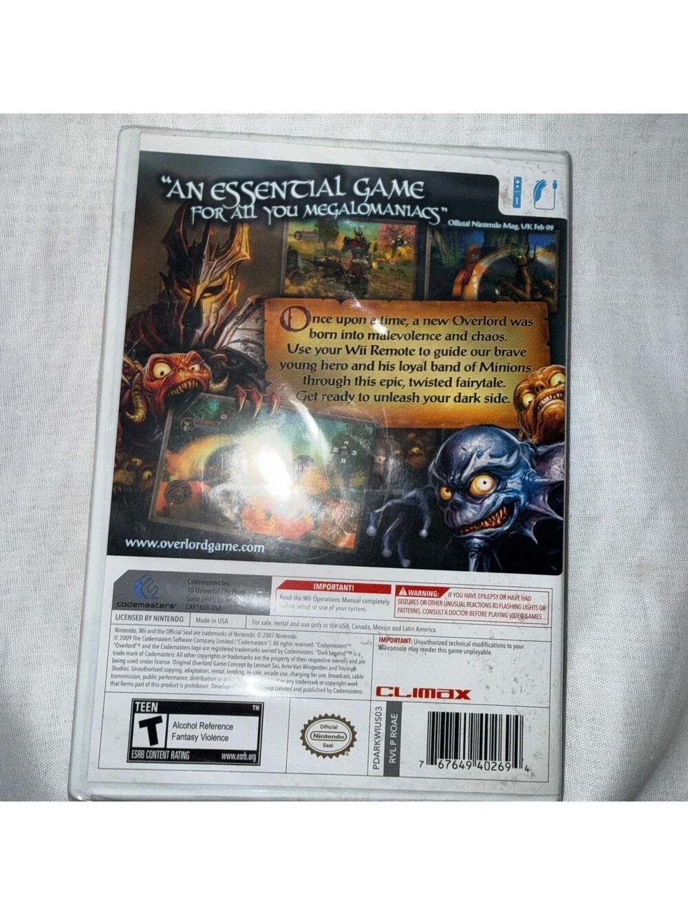 Overlord Dark Legend Nintendo Wii Brand New Sealed